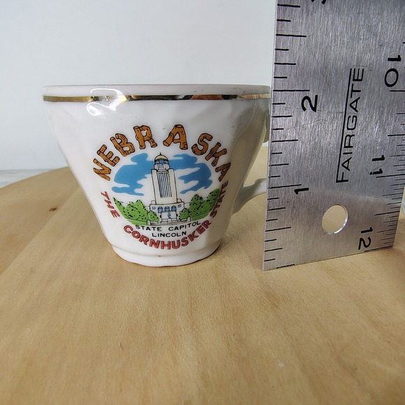 Vtg Nebraska Souvenir Cup and Saucer Set State Capitol Buffalo Bill - Picture 10 of 11